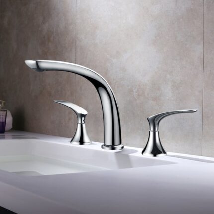 Aerated Spout Widespread Bathroom Sink Faucet Solid Brass