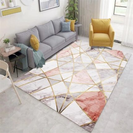 Pink Abstract Modern Rectangle Rug Indoor Area Rug 5' x 7'