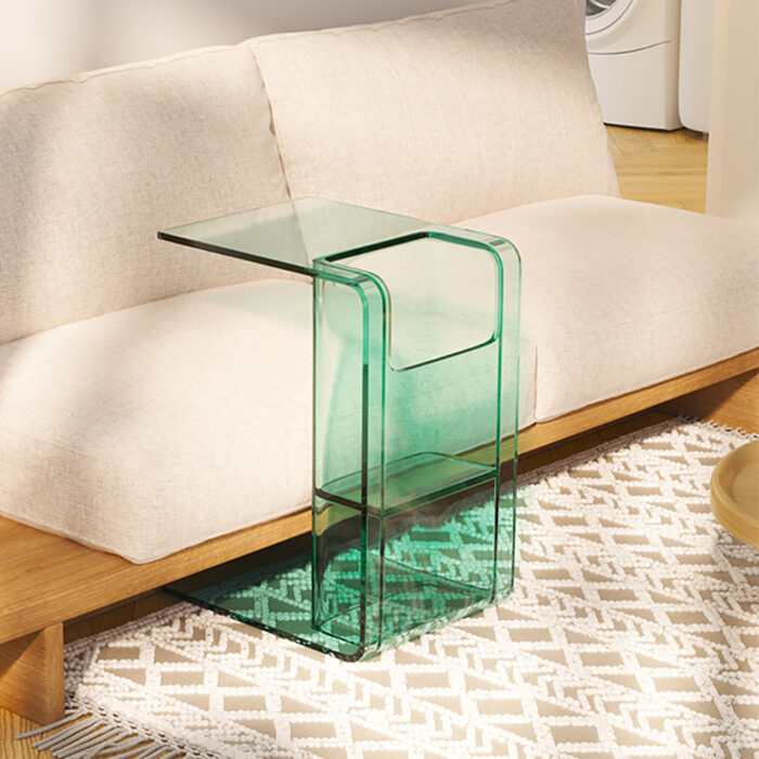 Aryclic C-Style End Table with Magazine Rack Organizer C Side Table