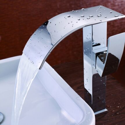 Milly Single Handle Single Hole Waterfall Vessel Sink Faucet in Polished Chrome